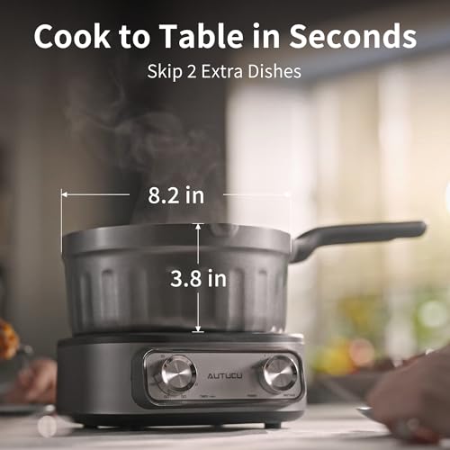 N73SNA Hot Pot Electric Nonstick, PFOA-Free Multi-Cooker 2.5 Quart Grill Steamer Set, Portable Hot Pot for Fried Rice, Oatmeal, Steak, Soup, Egg, Ramen with Power Adjustment - size: Long-Handle Pot