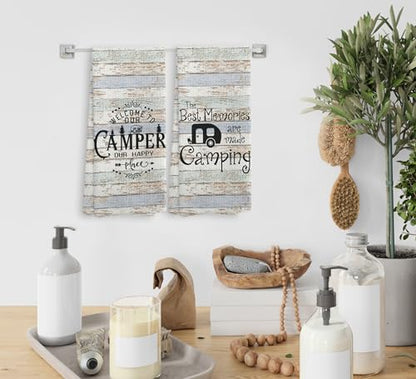 Welcome to Our Camper Camping Kitchen Towels and Dishcloths Sets of 2,Campsite Cabin RV Drying Cloth Hand Towels Tea Towels for Bathroom Kitchen,Campers Camping Lovers Gifts,16×24 inches - color: Recreational Vehicle-3