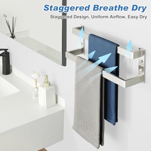 Alise Double Towel Bar, 16" Towel Racks for Bathroom Wall Mounted, SUS304 Stainless Steel Bathroom Towel Holder, Modern Quick Drying Towel Hanger, Brushed Nickel - color: Brushed Nickel, size: 16-inch