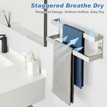 Alise Double Towel Bar, 16" Towel Racks for Bathroom Wall Mounted, SUS304 Stainless Steel Bathroom Towel Holder, Modern Quick Drying Towel Hanger, Brushed Nickel - color: Brushed Nickel, size: 16-inch