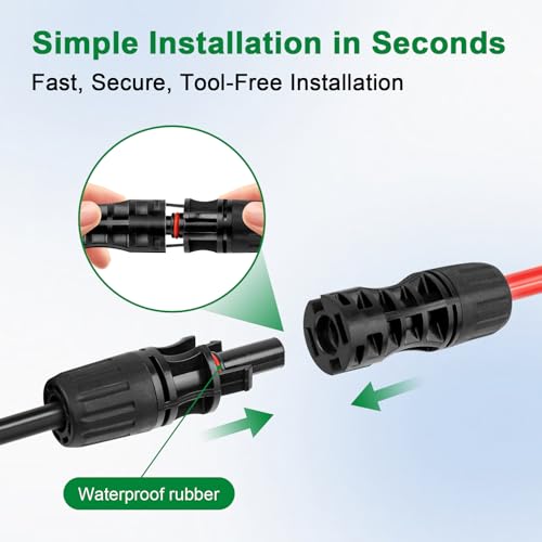XRDS -RF Solar Cable 100FT, 8AWG Solar Extension Cable with Male & Female Solar Connectors, Flame-Retardant Protective Sleeving Solar Panel Cable, Weatherproof PV Wire for Solar Panel Connection - size: 8AWG 100FT