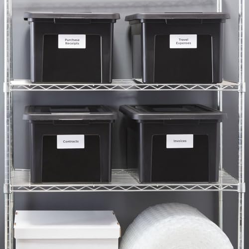 STAPLES File Box Plastic File Box Snap, Letter/Legal Size, Black, 2/Pack - color: Black, size: 2 Pack, style: Box (Snap Lid)