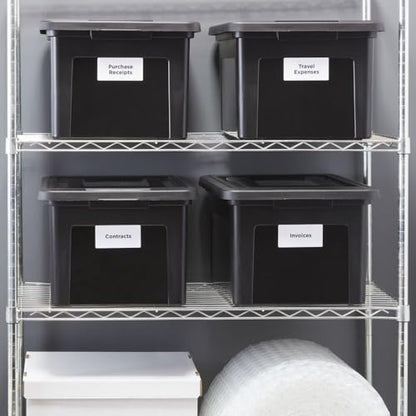 STAPLES File Box Plastic File Box Snap, Letter/Legal Size, Black, 2/Pack - color: Black, size: 2 Pack, style: Box (Snap Lid)