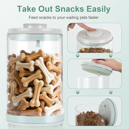 Dog Treat Container Airtight Jar 2.2Qt/2L, Glass Food Jars with One-Touch Lid for Dog or Cat Treats, Kibble, Snacks – Pantry Storage Canister for Kitchen or Countertop (2.2Qt - 2L) - size: 2.2 Qt