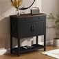 ChooChoo Farmhouse Console Table, Entryway Table with Storage Shelf, Coffee Bar Cabinet, Narrow Buffet Sideboard for Kitchen, Hallway, Living Room, Black - color: Black