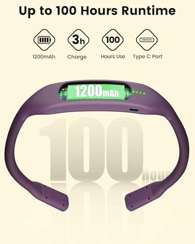 Glocusent Lightweight Neck Light,1200mAh Rechargeable Book Light for Reading in Bed, Eye-Caring with 5 Colors & 5 Brightness Adjustable, Neck Reading Light for Book Lovers - color: Purple
