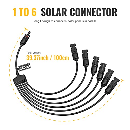 BougeRV Solar Y Connectors Solar Panel Parallel Connectors Extra Long 1 to 6 Solar Branch PV Adapter Cable Wire Plug Tool Kit (M/FFFFFF and F/MMMMMM) - size: 1 Pair/M/FFFFFF and F/MMMMMM
