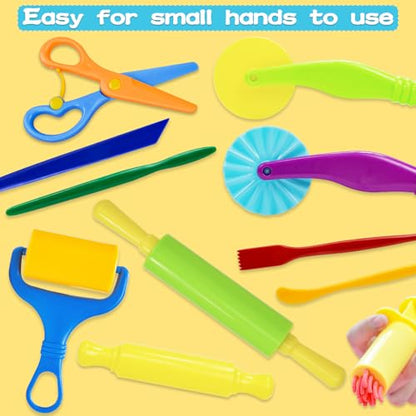 LCY WEDSHI Dough Tool Set, 24 Pcs Dough Tools Sets for Kids Ages 4-8, Dough Accessories Includes Animal Molds, Cutters Roller, Rolling Pins, Safety Scissors, Plastic Knife - style: 24pcs