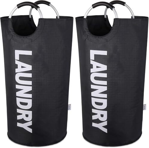 2 Pack Laundry Hampers 130L，Large Tall Laundry Baskets with Handles, Freestanding Cloth Hamper Bag – Dirty Fabric Laundry Bags for College Dorm，Laundry Room, Sturdy, Lightweight – XXXL Black - color: Black, size: 130L(2 Pack)