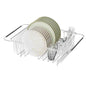 JAQ Over Sink Dish Drying Rack for Medium to Large Sink, Expandable 15.08"–22.4", Adjustable 304 Stainless Steel Dish Drainer with Utensil Holder, Large Capacity Holds Up to 13 Plates - size: 304 Stainless Steel - 13 dishes