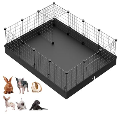 LANGXUN 16pcs Small Animal Playpen with Waterproof Mat, Pet Playpen, Rabbit Guinea Pig Cages, Puppy Kitten Playpen | Indoor & Outdoor Portable Metal Wire Yard Fence 13"x13" - style: 16 Metal Panels & Mat(13'' x 13")