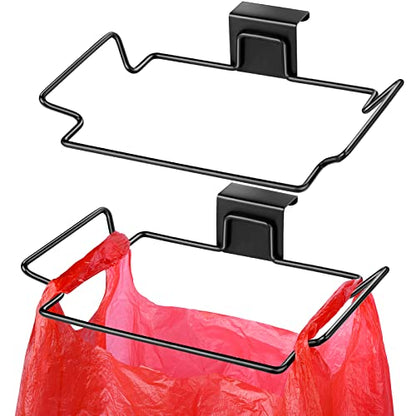Trash Bag Holder,2 Pack | for Cabinet Door and Cupboards,Stainless Steel,Black,Plastic Bag Holder under Sink,Use for Kitchen,Bathroom,Camper - color: Black