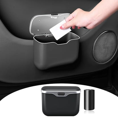 HOLDCY Car Trash Can, Waterproof Multi‑Functional Auto Trash Bin for Door/Console/Seat Back, Universal Vehicle Garbage Can for Car/Truck/SUV Drivers (Black) - color: Black