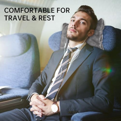 Travel Blanket and Pillow-2-in-1, Ultra-Soft&Compact, One-Piece Airplane Blanket with Hand Luggage Belt and Backpack Clip,Travelers Accessories Gifts, 61x43 Inches (Gray) - color: Gray