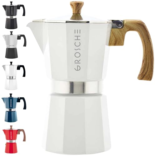 GROSCHE White Milano Stovetop Espresso Maker, 6 cup - color: White, size: 6 espresso cups