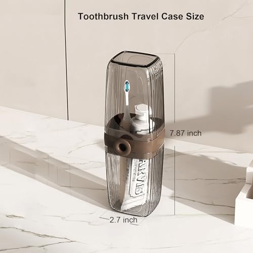 Toothbrush Travel Case & Travel Soap Holder Dish Tray Set of 2, Portable Clear Toothbrush Holders with Cover Leakproof Bar Soap Holder for Traveling School Camping Business Bathroom - color: 2 Pc-b-dark Coffee