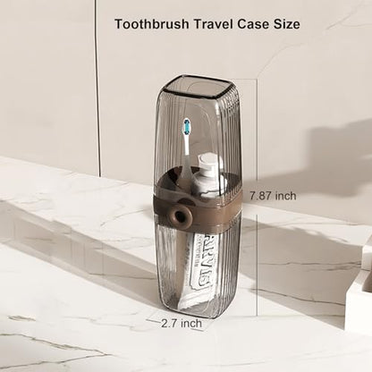 Toothbrush Travel Case & Travel Soap Holder Dish Tray Set of 2, Portable Clear Toothbrush Holders with Cover Leakproof Bar Soap Holder for Traveling School Camping Business Bathroom - color: 2 Pc-b-dark Coffee