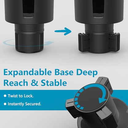 Seven Sparta 2 Pack Car Cup Holder Expander with Offset Adjustable Base, Compatible with Hydro Flasks 32/40 Ounce, Compatible with Yeti Ramblers 20/26/30 Ounce, Other Bottles in 3.4"-3.8" (Black) - color: Black, size: Medium*2