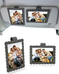 COOLYOUTH 2Pcs Car Picture Frame Car Visor Clip Picture Holders Leather Magnetic Photo Frames with Clip (2, Cloth-Grey) - color: Cloth-Grey