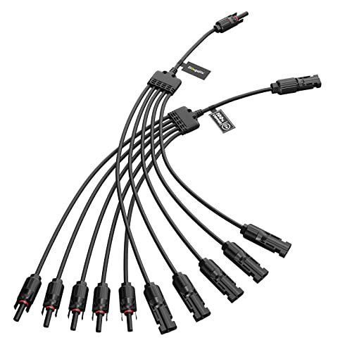 BougeRV Solar Y Connector Solar Panel Parallel Connectors Extra Long 1 to 5 Solar Branch PV Adapter Cable Wire Plug Tool Kit (M/FFFFF and F/Mmmmm) - size: 1 Pair/M/FFFFF and F/MMMMM
