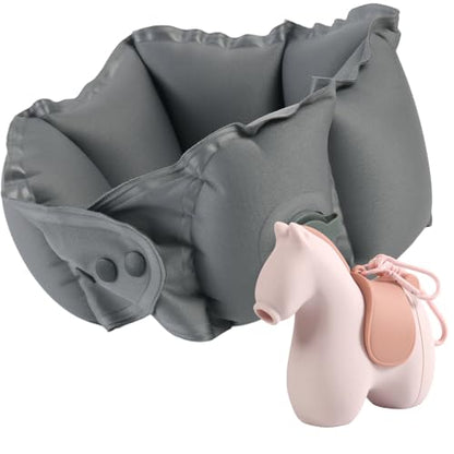 Inflatable Travel Neck Pillow with Adjustable Neck & Chin Support, 2-in-1 Built-in Pump and Storage Bag – Lightweight, Ideal for Airplane, Train, Car, Travel, Office, Home(Pink) - color: Pink