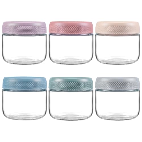 NETANY 6-pack 8oz Glass jars with Airtight Lids, Overnight Oats Containers with Lids, Wide mouth Mason Salad jars, Glass Food Storage Containers for Snacks Yogurt Spice Sugar - size: 8oz
