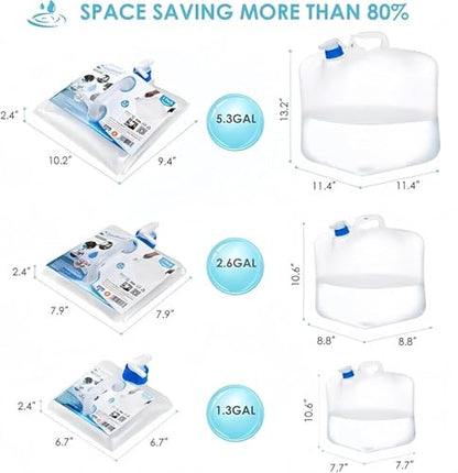 Camping Water Container 5.3 Gallon Collapsible Water Jug with Spout - Reusable Plastic Flasks, Foldable Empty Gallon Jug for Water Storage, Water Bag for Outdoor Hiking Emergency Prep (2 Pack)