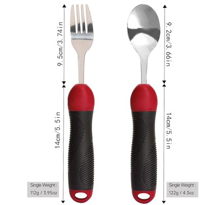 Adaptive Utensils Weighted Spoon Fork Set for Hand Tremors, Parkinson's & Arthritis | Non-Slip Grip Aid for Elderly, Disabled Adults, Weak Hand Support, Handicapped-Friendly, Travel-Ready Eating Utensils