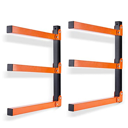 Ultrawall Wall Mount Wood Organizer and Lumber Storage Metal Rack with 3-Level - Indoor & Outdoor Use, 2 Pack - style: Industrial
