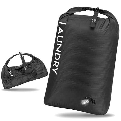 Compression Laundry Bag for Travel, Dirty Clothes Travel Laundry Bags, Waterproof Space-Saving Wet Clothes Storage Organizer, Smell Proof Laundry Bag Camping, Clothing, Swimming, Yoga, Gym - color: Black, size: Medium