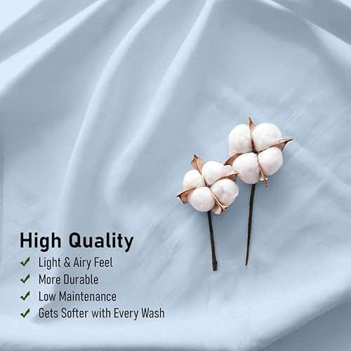 RUVANTI 100% Cotton Percale Sheets, Queen Size, Baby Blue | Crisp Cooling, Deep Pocket 16", Soft Breathable & Durable, Hotel-Style, 4 Piece Set - color: Baby Blue, size: Queen