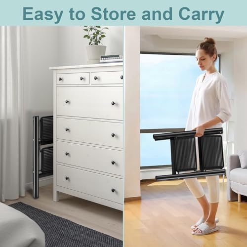 Upgraded 2 Step Ladder, 330 lbs Folding Aluminum Step Stool with Wide Anti-Slip Pedals, Lightweight & Portable Ladder for Kitchen, Closet, Office, Home Use - Black