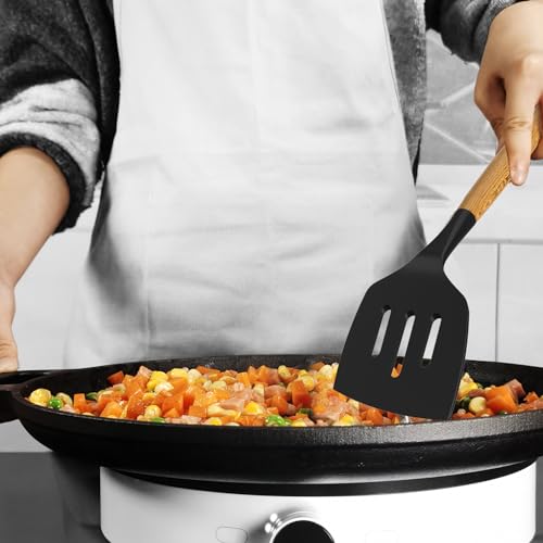 oannao Silicone Cooking Utensils Kitchen Utensil Set - 446°F Heat Resistant Silicone Kitchen Utensils Set, Spatula,Turner Tongs, Spoon, Whisk,Kitchen Gadgets for Nonstick Cookware, BPA Free (Gray) - color: Gray