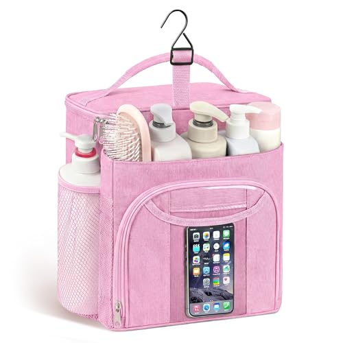 Attmu Shower Caddy Portable, Hanging Shower Bag for Dorm Room College, Large Capacity Quick Dry Mesh Tote Bag for Travel Camping Essentials (Light Pink) - color: Light Pink