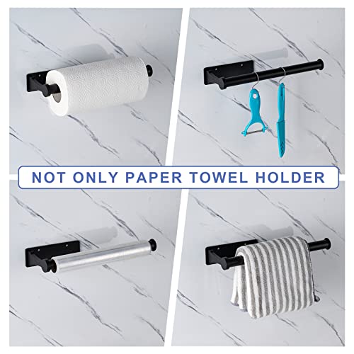Honmein Paper Towel Holder, Aluminum Alloy Paper Towel Holders, Stylish Wall Mount and Under Cabinet Paper Towel Holders for Easy Access (Black) - color: Black-aluminum