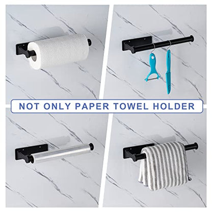 Honmein Paper Towel Holder, Aluminum Alloy Paper Towel Holders, Stylish Wall Mount and Under Cabinet Paper Towel Holders for Easy Access (Black) - color: Black-aluminum