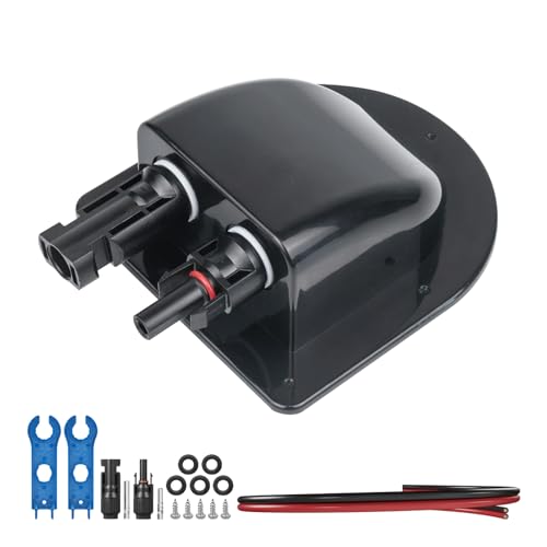 Solar Cable Entry Gland with 10AWG Solar Cable and Solar Connector UV Resistance Dual Cable Entry Housing for Solar RV Boats Yacht Roofs (Black 3FT) - color: Black, size: 3ft
