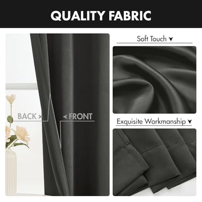 MIULEE Blackout Curtains 4 Panels Sets Dark Grey 84 Inch Length, Top and Bottom Rod Pocket Room Darkening Curtains for Living Room Bedroom Windows, 4 Pack Thermal Insulated Light Blocking Curtain - color: Dark Grey, size: 40"W x 84"L (Pack of 4)