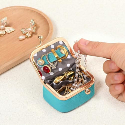 Zivyes Mini Jewelry Box Travel Small Coin Purse Organizer Case Genuine Leather Tiny Size (sky blue) - color: sky blue