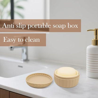Silicone Travel Soap Box with Lid Draining Soap Container for Shower Compact Travel Soap Case Leak-Proof Design for Camping, Hiking, Gym & Outdoor Use Keeps Soap Dry & Hygienic (Cannoli Cream) - color: Cannoli Cream
