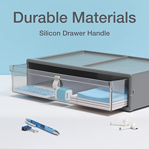 Pendaflex Stackable Drawer, Durable Plastic, Silicon Handles, Tinted Drawers, Single, Gray, 14" x 9" x 3.5", Large, 1 Piece (41794) - size: Large, Single