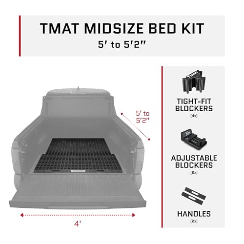 Tmat Midsize Truck Bed Organizer Slide Out Mat | Universal Fit - color: Black, size: 5'0" - 5'2" Mid-size Trucks