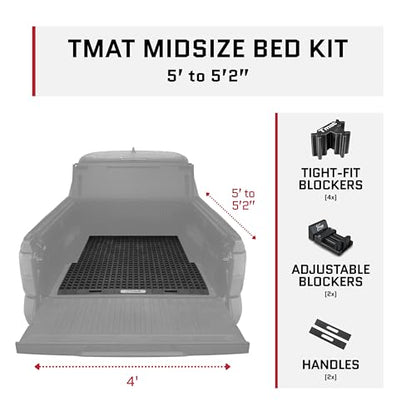 Tmat Midsize Truck Bed Organizer Slide Out Mat | Universal Fit - color: Black, size: 5'0" - 5'2" Mid-size Trucks