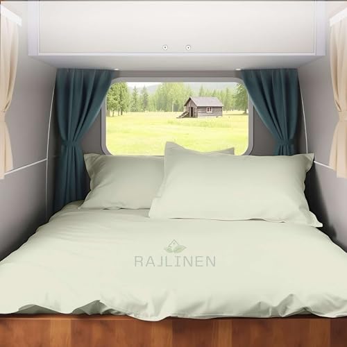 Rajlinen Short Queen RV Camper Sheet Set (60x75) – 100% Egyptian Cotton, Soft & Cooling, 16” Deep Pocket Fitted Sheet, Luxury Hotel Quality Bedding for RVs, Campers & Motorhomes (Ivory Solid) - color: Ivory Solid, size: Short Queen (60X75)