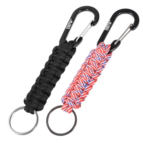 EOTW Paracord Keychain for Men Women Paracord Carabiner Backpack Keychain with Aluminum Clip for Camping Hiking Outdoor Gear - color: Black+red White Blue Camouflage
