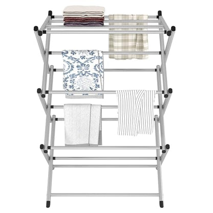 Household Indoor Folding Clothes Drying Rack, Dry Laundry and Hang Clothes,Towel Rack (Silver Gray) for Storage - color: Silver Gray
