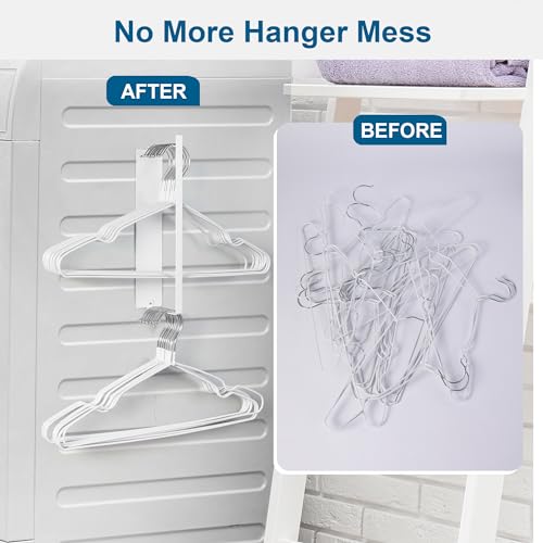EASTTOWEST Magnetic Hanger Organizer Stacker,Clothes Hanger Storage Rack,Hanger Holder for Closet Laundry Room Washing Machine,White - color: White