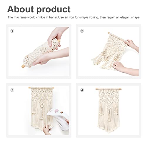 Mkono 2 Pcs Macrame Woven Wall Hanging Boho Chic Geometric Art Decor - Beautiful Bedroom Nursery Apartment Home Decoration, Gift for Girls Adults Birthday Christmas, Small Size 18" L x 9.5" W - size: Small