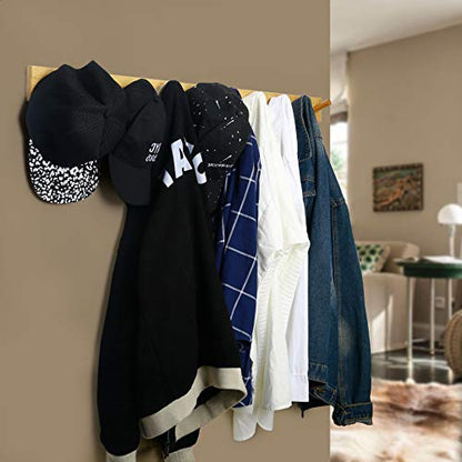 WEBI Coat Rack Wall Mounted,10 Hooks,38" Long Coat Hanger Wall Mount,Peg Rail Hat Hooks for Hanging Caps,Jacket,Clothes,Coats,Natural - color: Natural, size: 38 inch