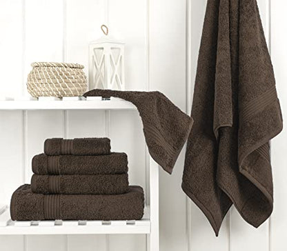 Cotton Paradise 100% Cotton Turkish Towel Set, Soft Absorbent Quick Dry, 6 Piece Towel Set, Chocolate Brown - color: Chocolate Brown